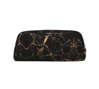 ESASAM Black Gold Marble Leather Zipper Three-Dimensional Pencil Case, Simple and Elegant, Fashionable and Practical