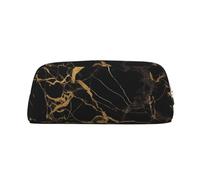 ESASAM Black Gold Marble Leather Zipper Three-Dimensional Pencil Case, Simple and Elegant, Fashionable and Practical