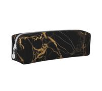 ESASAM Black Gold Marble Leather Zipper Three-Dimensional Pencil Case, Simple and Elegant, Fashionable and Practical