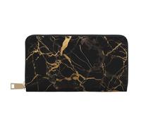 ESASAM Black Gold Marble Long Imitation Leather Wallet, Stylish, Practical, and Durable