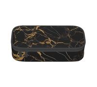 ESASAM Black Gold Marble Print Pencil Case Spacious Oxford Cloth Storage with Multiple Compartments