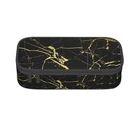 ESASAM Black Gold Marble Print Stylish Pencil Case - Oxford Fabric, Spacious, and Durable Design for Organized Storage