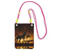 ESASAM Black Horses Red Glowing Clouds A Large Capacity Crossbody Phone Case For Worry Free Travel