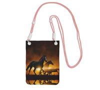 ESASAM Black Horses Red Glowing Clouds A Large Capacity Crossbody Phone Case For Worry Free Travel