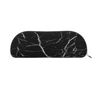 ESASAM Black Marble Leather Semi-Circular Storage Bag, Semi-Circular Shape, Simple and Fashionable