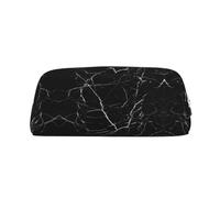 ESASAM Black Marble Leather Zipper Three-Dimensional Pencil Case, Simple and Elegant, Fashionable and Practical