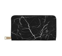 ESASAM Black Marble Long Imitation Leather Wallet, Stylish, Practical, and Durable