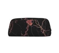 ESASAM Black Rose Gold Marble Leather Zipper Three-Dimensional Pencil Case, Simple and Elegant, Fashionable and Practical