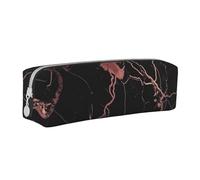 ESASAM Black Rose Gold Marble Leather Zipper Three-Dimensional Pencil Case, Simple and Elegant, Fashionable and Practical