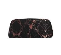 ESASAM Black Rose Gold Marble Leather Zipper Three-Dimensional Pencil Case, Simple and Elegant, Fashionable and Practical