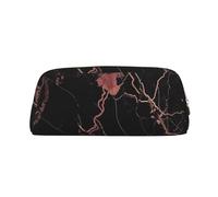 ESASAM Black Rose Gold Marble Leather Zipper Three-Dimensional Pencil Case, Simple and Elegant, Fashionable and Practical