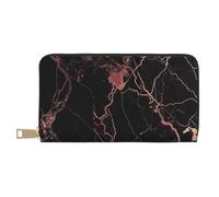 ESASAM Black Rose Gold Marble Long Imitation Leather Wallet, Stylish, Practical, and Durable