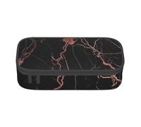 ESASAM Black Rose Gold Marble Print Pencil Case Spacious Oxford Cloth Storage with Multiple Compartments