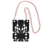 ESASAM Black White Formula Checkered Flags Pattern A Large Capacity Crossbody Phone Case For Worry Free Travel