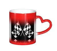 ESASAM Black White Formula Checkered Flags Pattern Starry Sky Color Changing Mug, Adding A Touch of Magic to Your Daily Life