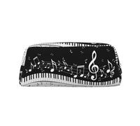 ESASAM Black White Music Note Leather Zipper Three-Dimensional Pencil Case, Simple and Elegant, Fashionable and Practical