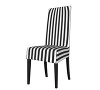 ESASAM Black & White Stripe Printed Dining Chair Protective Cover, Machine Washable, Suitable For Universal Armless Chairs