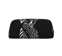 ESASAM Black & White Zebra Leather Zipper Three-Dimensional Pencil Case, Simple and Elegant, Fashionable and Practical
