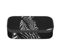 ESASAM Black & White Zebra Print Pencil Case Spacious Oxford Cloth Storage with Multiple Compartments