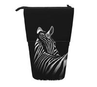 ESASAM Black & White Zebra Vertical Retractable Pencil Case, Easy to Use, Adjustable Size According to Needs