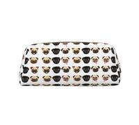 ESASAM Black Yellow Pug Leather Zipper Three-Dimensional Pencil Case, Simple and Elegant, Fashionable and Practical