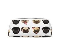 ESASAM Black Yellow Pug Leather Zipper Three-Dimensional Pencil Case, Simple and Elegant, Fashionable and Practical