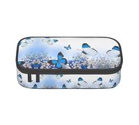 ESASAM Blue Butterfly Print Stylish Pencil Case - Oxford Fabric, Spacious, and Durable Design for Organized Storage