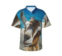 ESASAM Blue Sheep Print Men's Hawaiian Shirt â€“ Tropical Print Button Down Short Sleeve Beach Shirt, Beach Party Shirt, Vacation Shirt, Short Sleeve Shirt, Casual Shirt