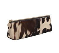 ESASAM Brown Cowhide 1 Leather Triangular Pencil Case, Lightweight and Cute, with Large Capacity