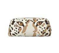 ESASAM Brown Pattern Leopard Leather Zipper Three-Dimensional Pencil Case, Simple and Elegant, Fashionable and Practical