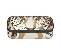 ESASAM Brown Pattern Leopard Print Pencil Case Spacious Oxford Cloth Storage with Multiple Compartments