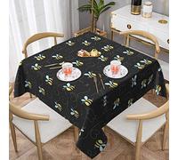 ESASAM Bumble Bees Print Exquisite Square Decorative Tablecloth â€“ Full Printing, 100% Polyester, Anti-Wrinkle, Machine Washable, Ideal For All Dining Occasions