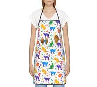 Esasam Butterfly Polka Dot And Cat Print Impenetrable Full-Pattern Apron With Pockets And Sealed Edges â€“ Immaculate Stain-Resistance For Various Scenarios