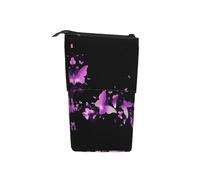 ESASAM Butterfly Purple Vertical Retractable Pencil Case, Easy to Use, Adjustable Size According to Needs