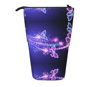 ESASAM Butterfly Purple Vertical Retractable Pencil Case, Easy to Use, Adjustable Size According to Needs