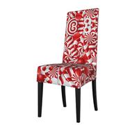 ESASAM Candy Canes Printed Dining Chair Protective Cover, Machine Washable, Suitable For Universal Armless Chairs