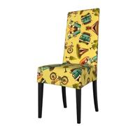 ESASAM Car And Bicycle Printed Dining Chair Protective Cover, Machine Washable, Suitable For Universal Armless Chairs