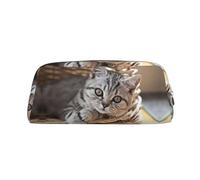 ESASAM Cat Leather Zipper Three-Dimensional Pencil Case, Simple and Elegant, Fashionable and Practical