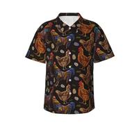 ESASAM Chicken Print Men's Hawaiian Shirt â€“ Tropical Print Button Down Short Sleeve Beach Shirt, Beach Party Shirt, Vacation Shirt, Short Sleeve Shirt, Casual Shirt