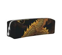 ESASAM Chinese Golden Yellow Dragon Leather Zipper Three-Dimensional Pencil Case, Simple and Elegant, Fashionable and Practical