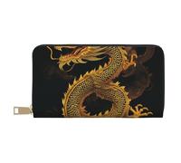 ESASAM Chinese Golden Yellow Dragon Long Imitation Leather Wallet, Stylish, Practical, and Durable