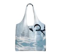 ESASAM Christmas Happy Snowman Stylish Canvas One-Shoulder Commuter Bag-Suitable For Daily Use And Urban Exploration