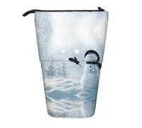 ESASAM Christmas Happy Snowman Vertical Retractable Pencil Case, Easy to Use, Adjustable Size According to Needs