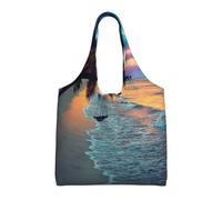 ESASAM Coconut Beach Sunset Hammock Stylish Canvas One-Shoulder Commuter Bag-Suitable For Daily Use And Urban Exploration