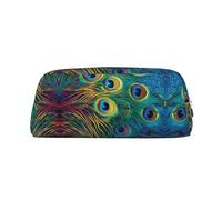 ESASAM Colored Peacock Leather Zipper Three-Dimensional Pencil Case, Simple and Elegant, Fashionable and Practical