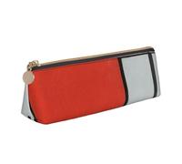 ESASAM Composition in Red Yellow Blue and Black Leather Triangular Pencil Case, Lightweight and Cute, with Large Capacity