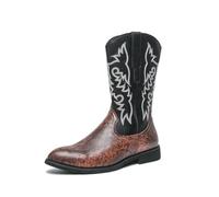 EsaSam Cowboy Boots for Men Country Boots Chunky Heel Ankle Short Boots