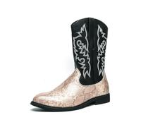 EsaSam Cowboy Boots for Men Country Boots Chunky Heel Ankle Short Boots