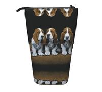 ESASAM Cute Basset Hound Puppies Vertical Retractable Pencil Case, Easy to Use, Adjustable Size According to Needs
