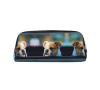 ESASAM Cute Bulldog Leather Zipper Three-Dimensional Pencil Case, Simple and Elegant, Fashionable and Practical